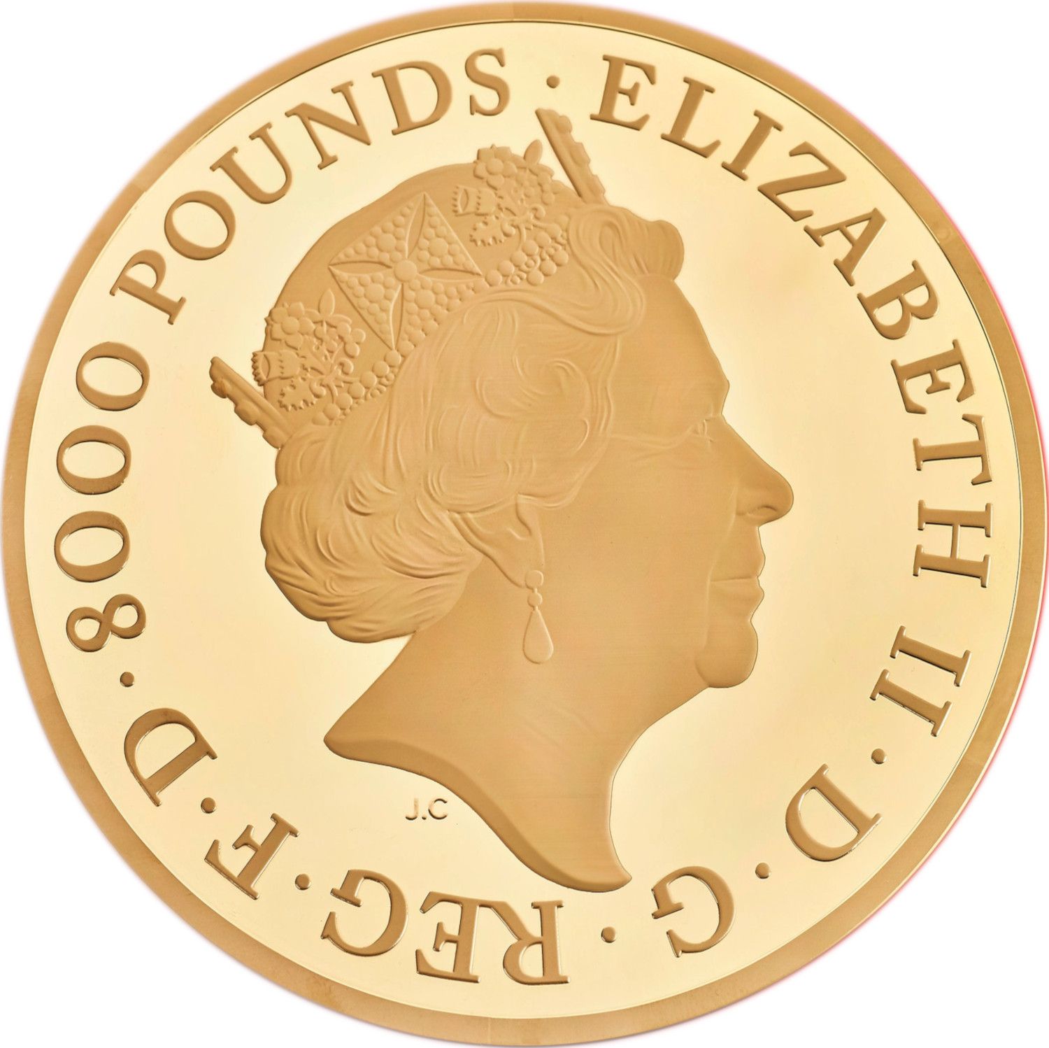 8000 Pounds - Elizabeth II Year of the Tiger; Gold Proof obverse