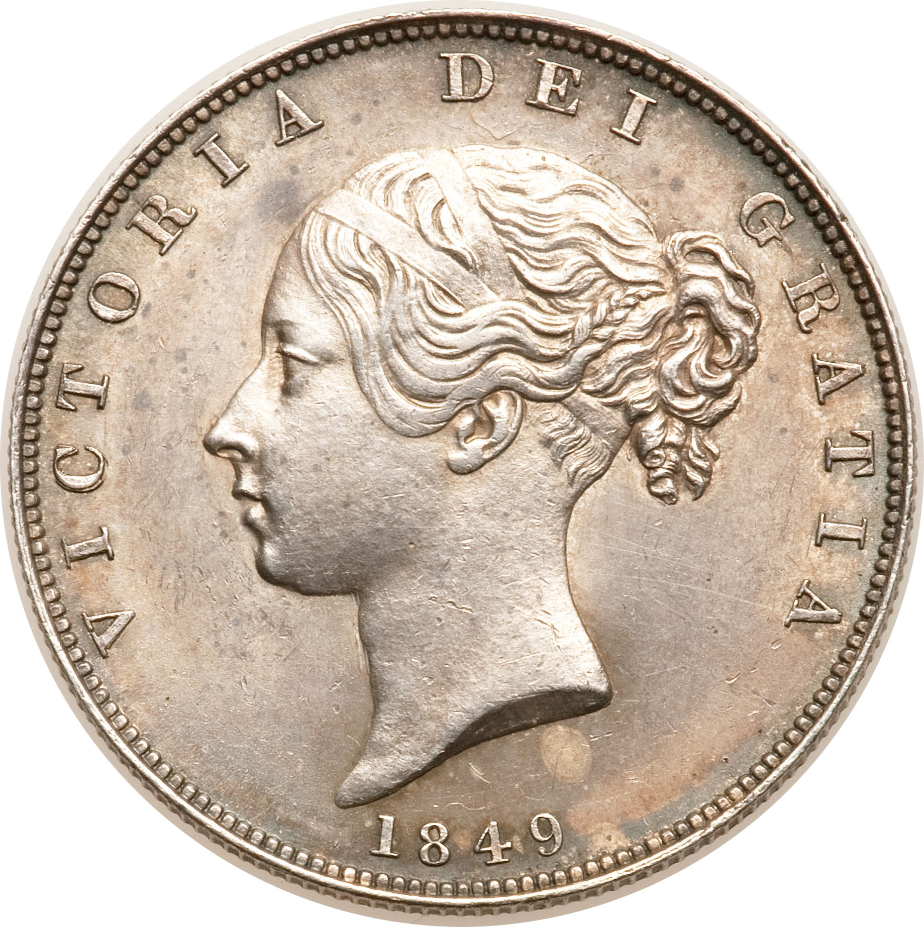 ½ Crown - Victoria 1st portrait; 1st type obverse
