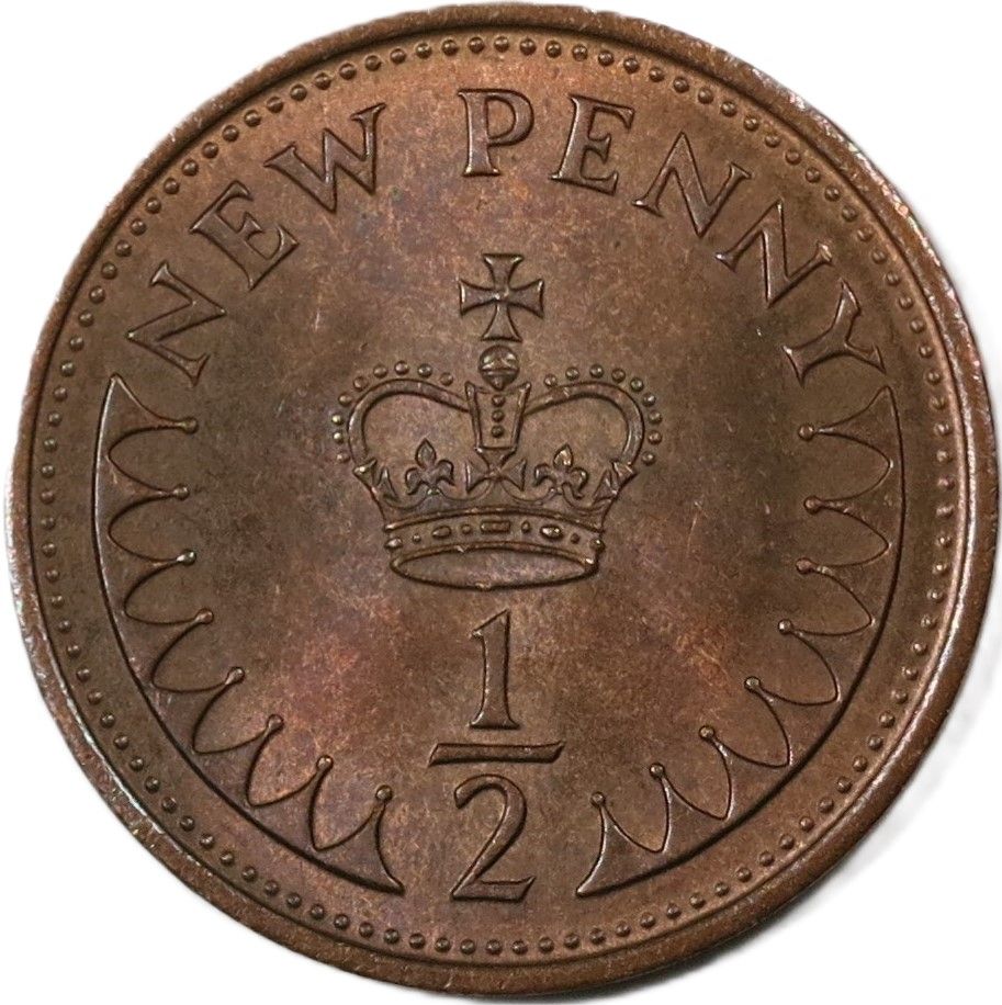 ½ New Penny - Elizabeth II 2nd portrait reverse