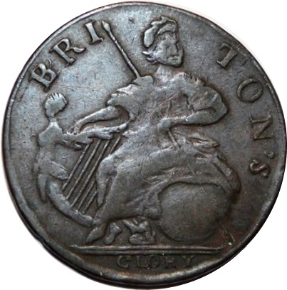 ½ Penny Alfred - Briton's Glory reverse