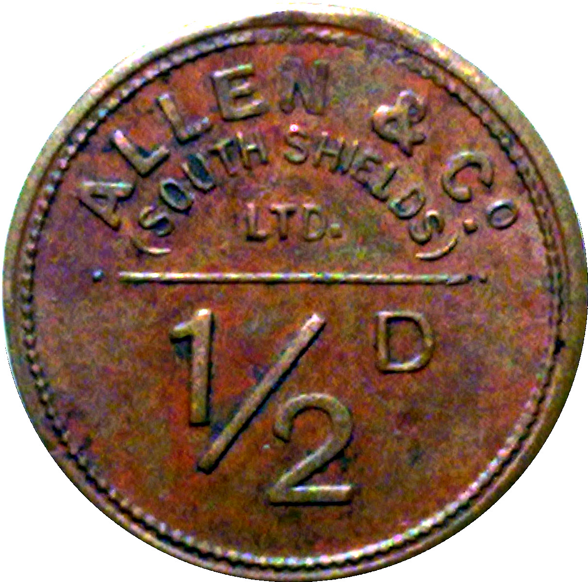 ½ Penny - Allen and Cº South Shields reverse