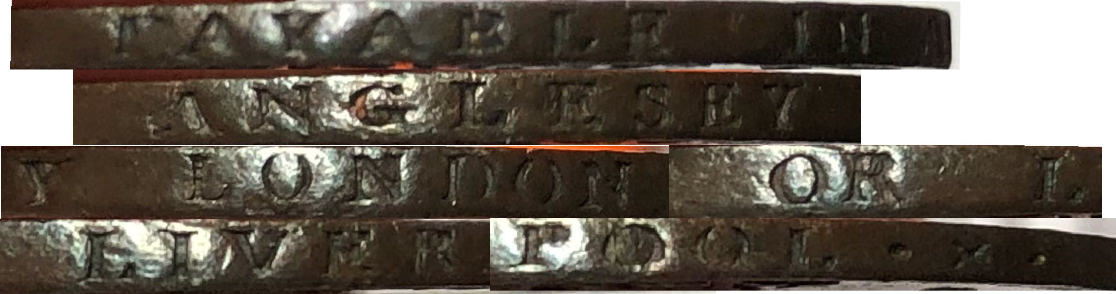 ½ Penny - Anglesey Shrewsbury type reverse