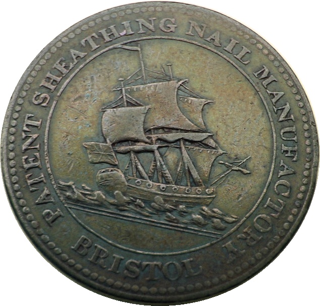½ Penny Bristol - Patent Sheathing Nail Manufactory obverse