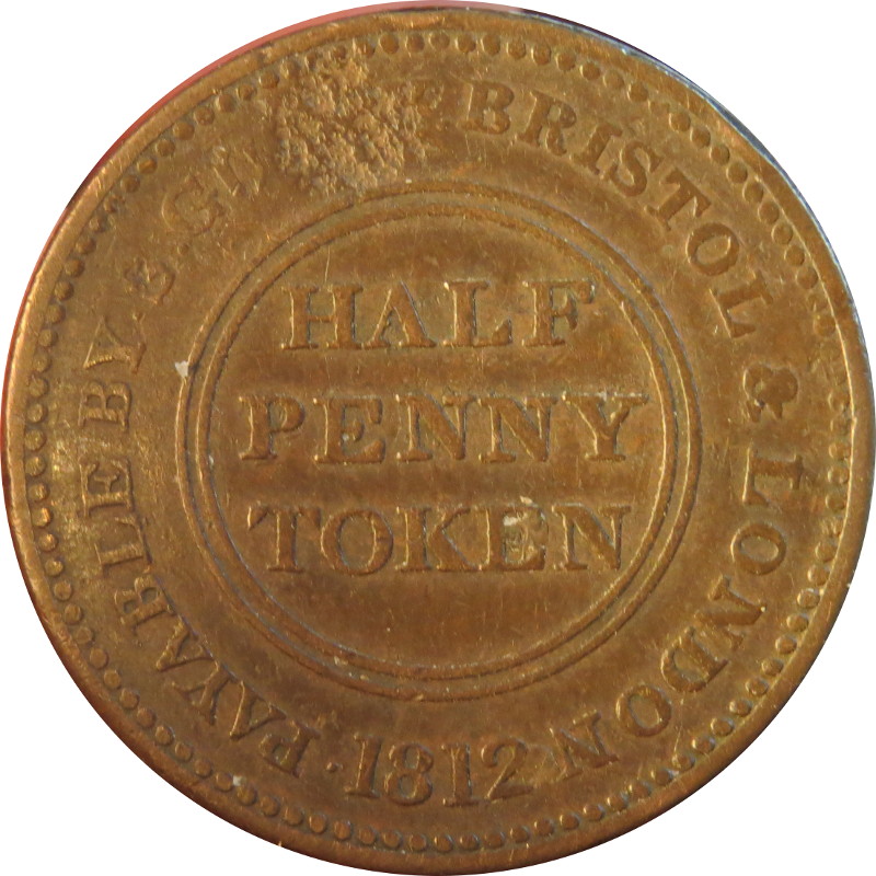 ½ Penny Bristol - Patent Sheathing Nail Manufactory / S. Guppy reverse