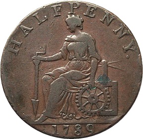 ½ Penny Cheshire - Macclesfield / Charles Roe Copper Works reverse