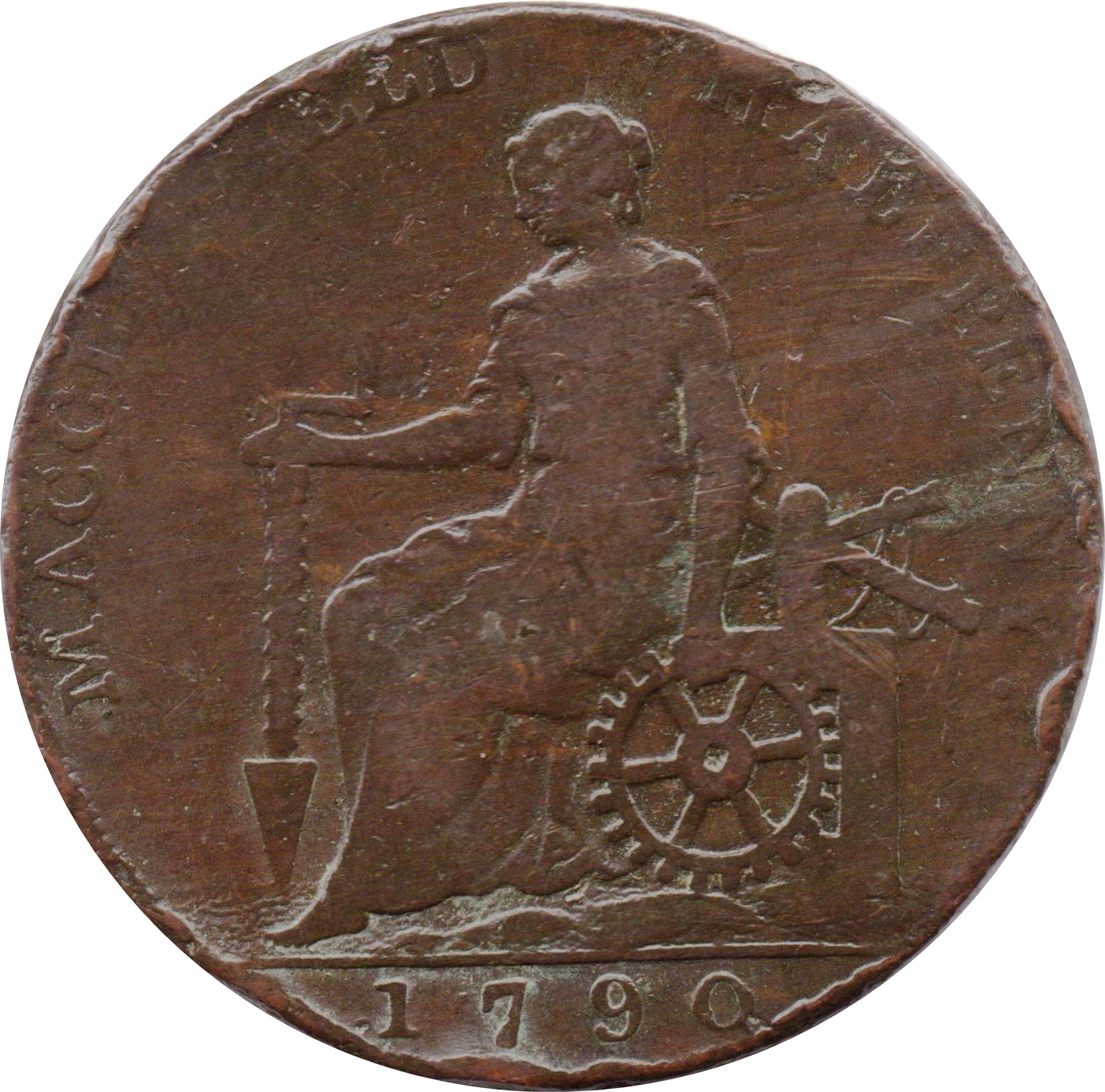 ½ Penny Cheshire - Macclesfield / Charles Roe Copper Works reverse