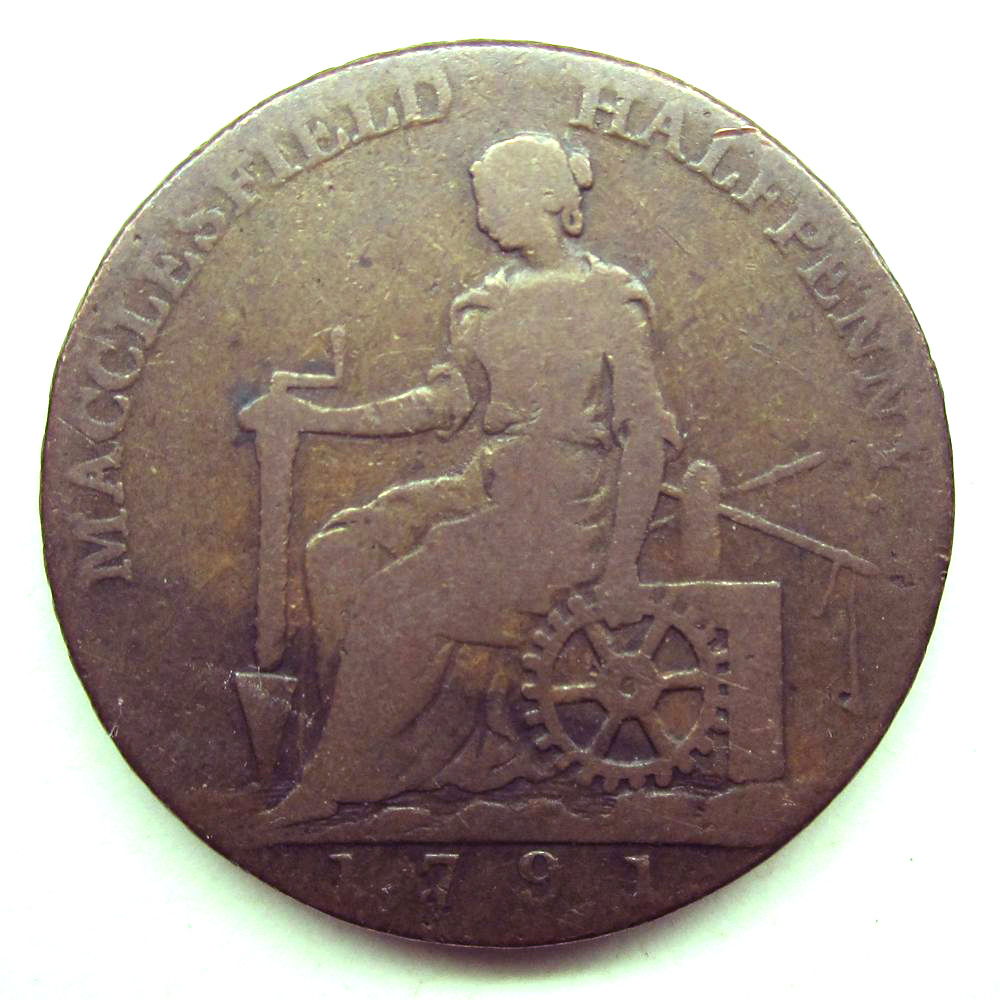 ½ Penny Cheshire - Macclesfield / Charles Roe Copper Works reverse