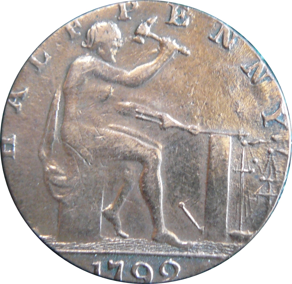 ½ Penny Cheshire - Macclesfield / Charles Roe Copper Works reverse