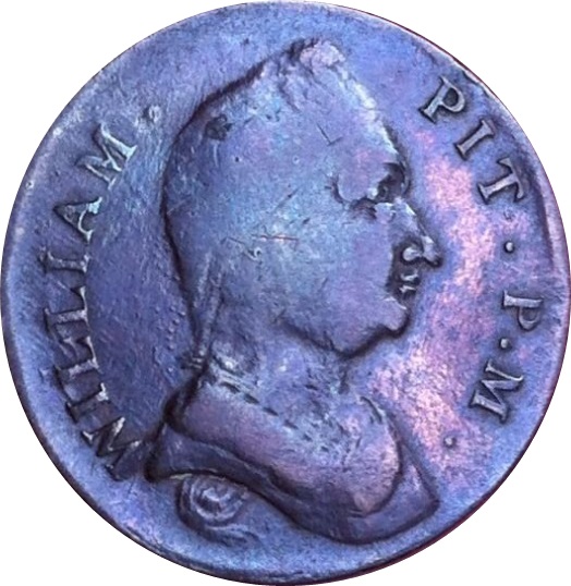 ½ Penny Cheshire - Macclesfield / William Pit P.M. reverse