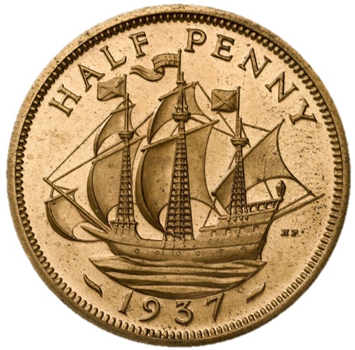 ½ Penny - Edward VIII Pattern reverse