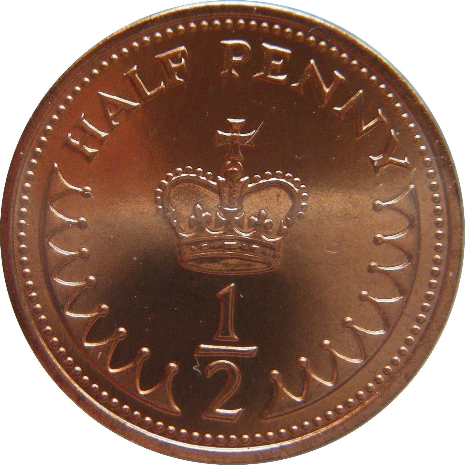 ½ Penny - Elizabeth II 2nd portrait reverse