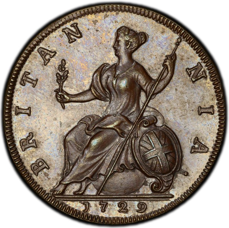 ½ Penny - George II young bust reverse