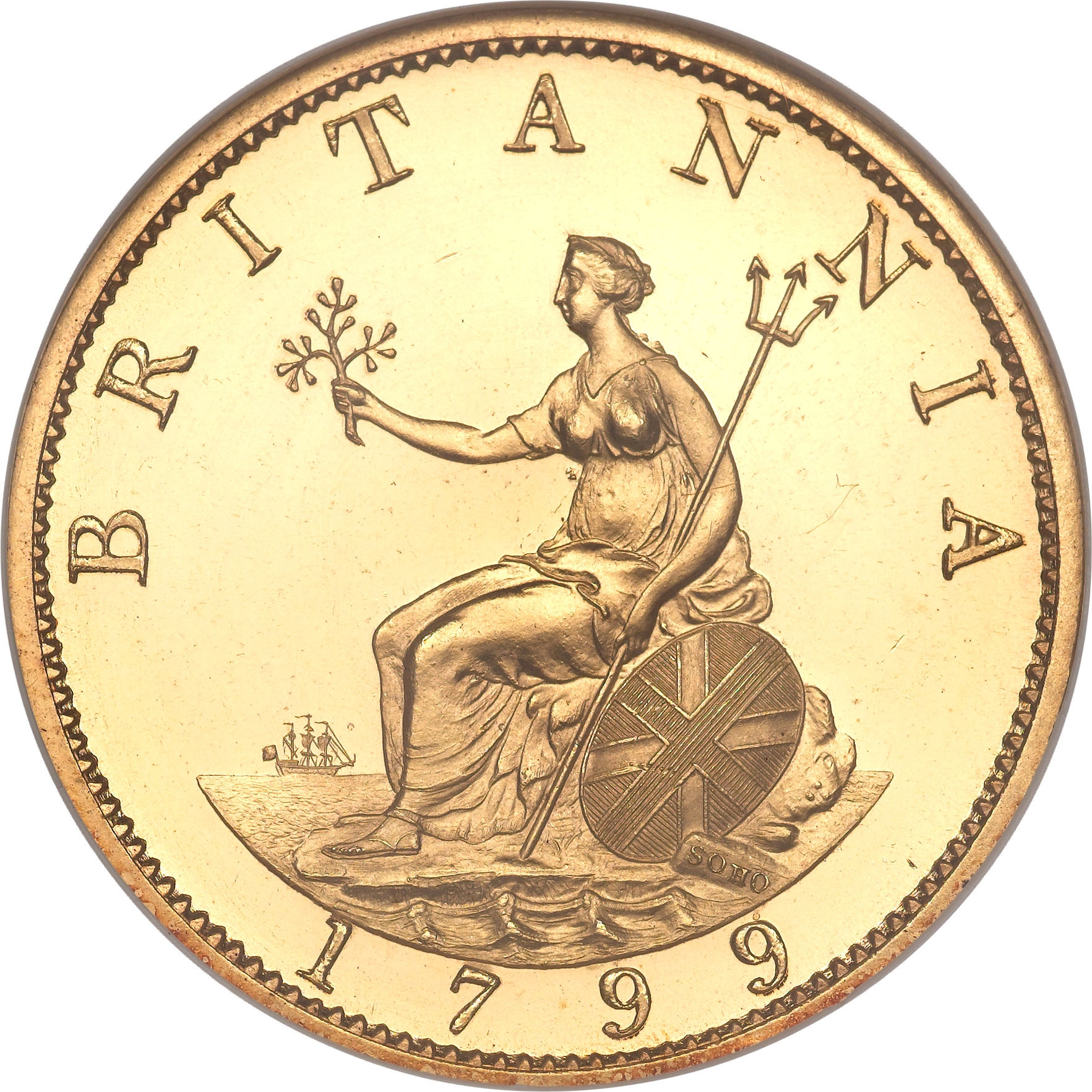 ½ Penny - George III 3rd issue; Proof reverse