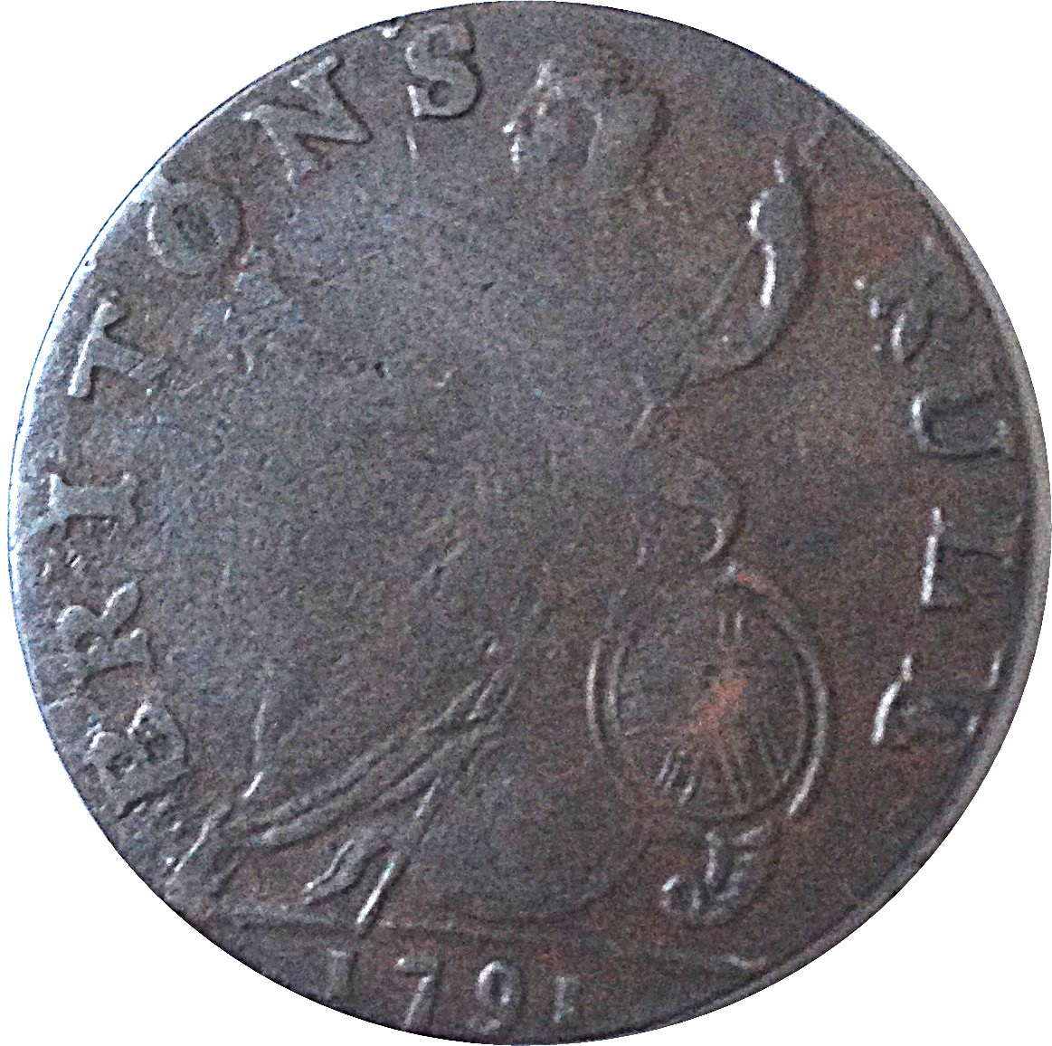 ½ Penny Guilelmus Shakespear - Britons Rule reverse