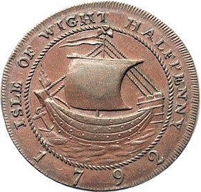 ½ Penny Hampshire - Isle of Wight / Wilkins reverse