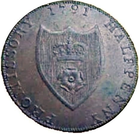 ½ Penny Hampshire - Portsmouth / W. Taylor reverse