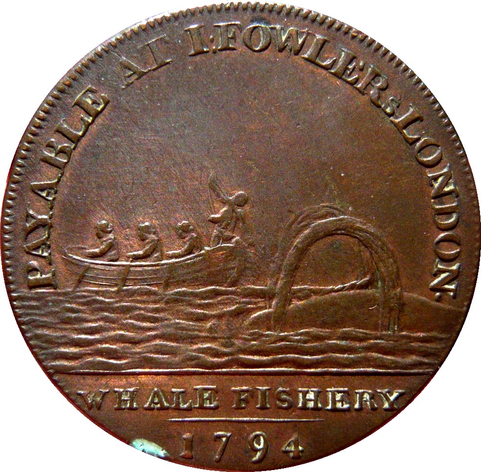 ½ Penny Middlesex - Fowler's Whale Fishery reverse