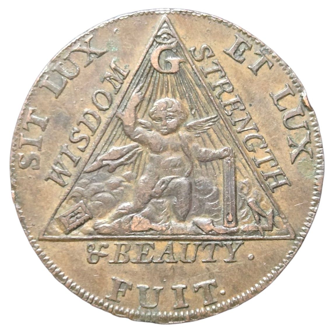 ½ Penny Middlesex - Freemasons reverse
