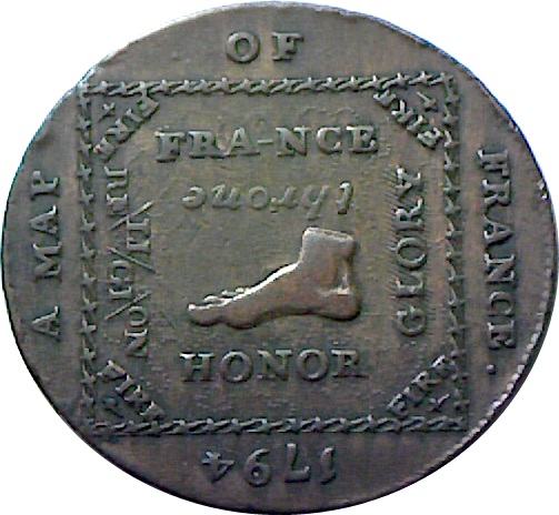 ½ Penny Middlesex - Map of France obverse
