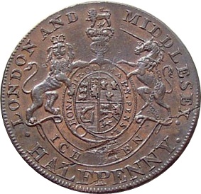 ½ Penny Middlesex - National Series / Prince of Wales reverse