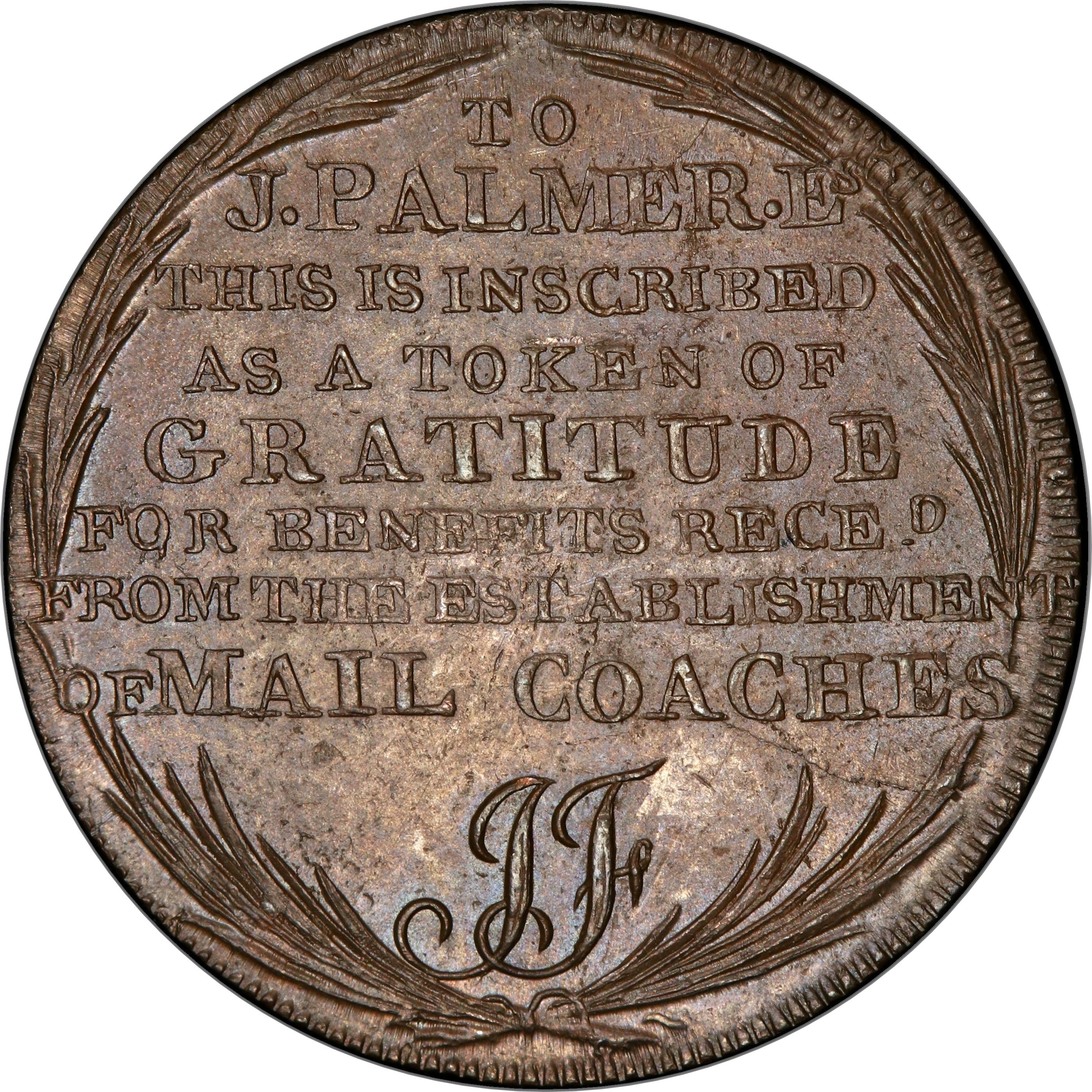 ½ Penny Middlesex - Palmer's Mail Coach reverse