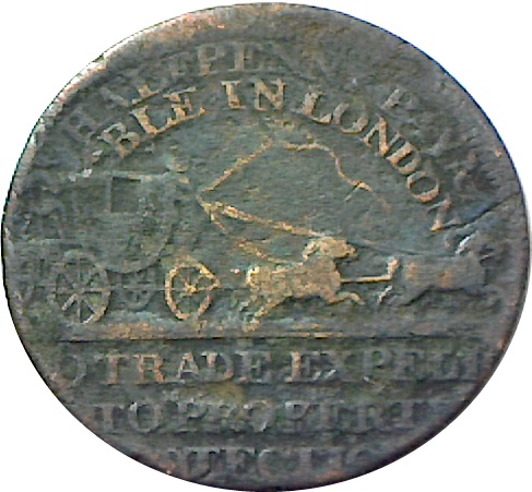 ½ Penny Middlesex - Palmer's Mail Coach reverse