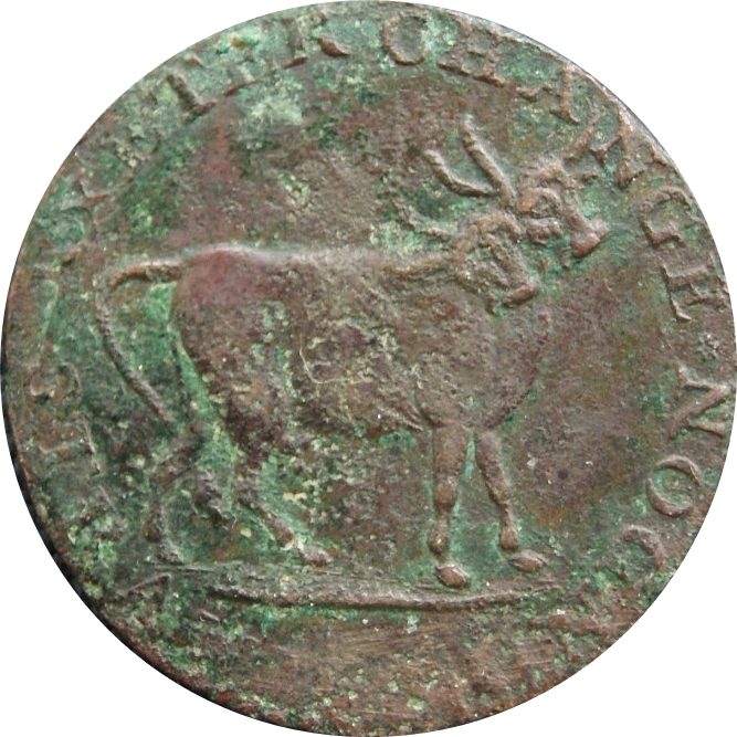 ½ Penny Middlesex - Pidcock's / Two-headed cow obverse