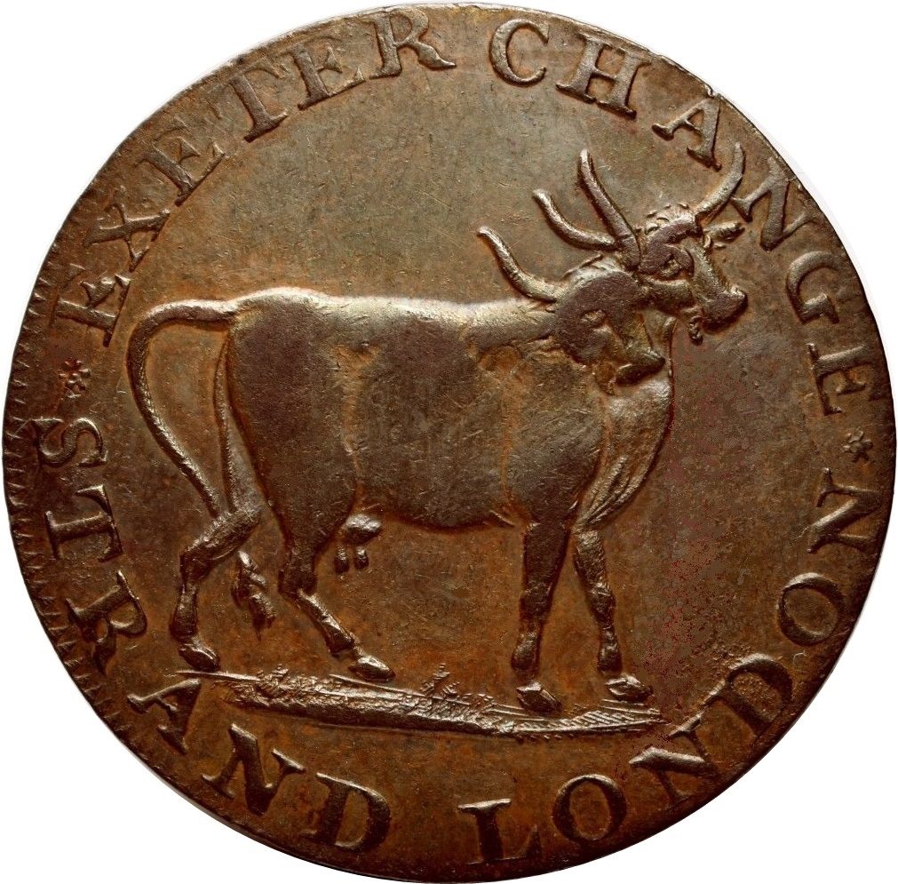 ½ Penny Middlesex - Pidcock's / Two-headed cow obverse