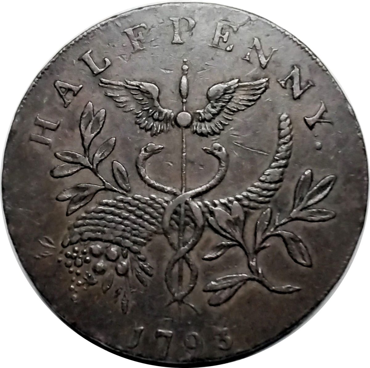 ½ Penny Middlesex - Political and Social Series / Newton reverse