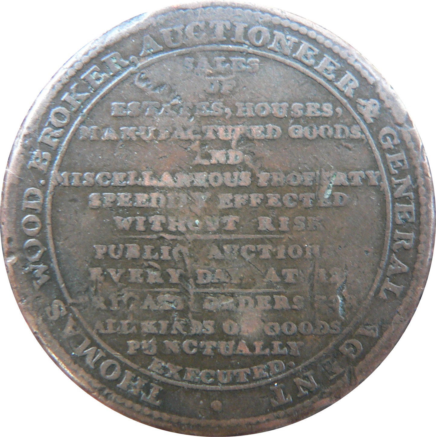 ½ Penny Middlesex - Thomas Wood obverse