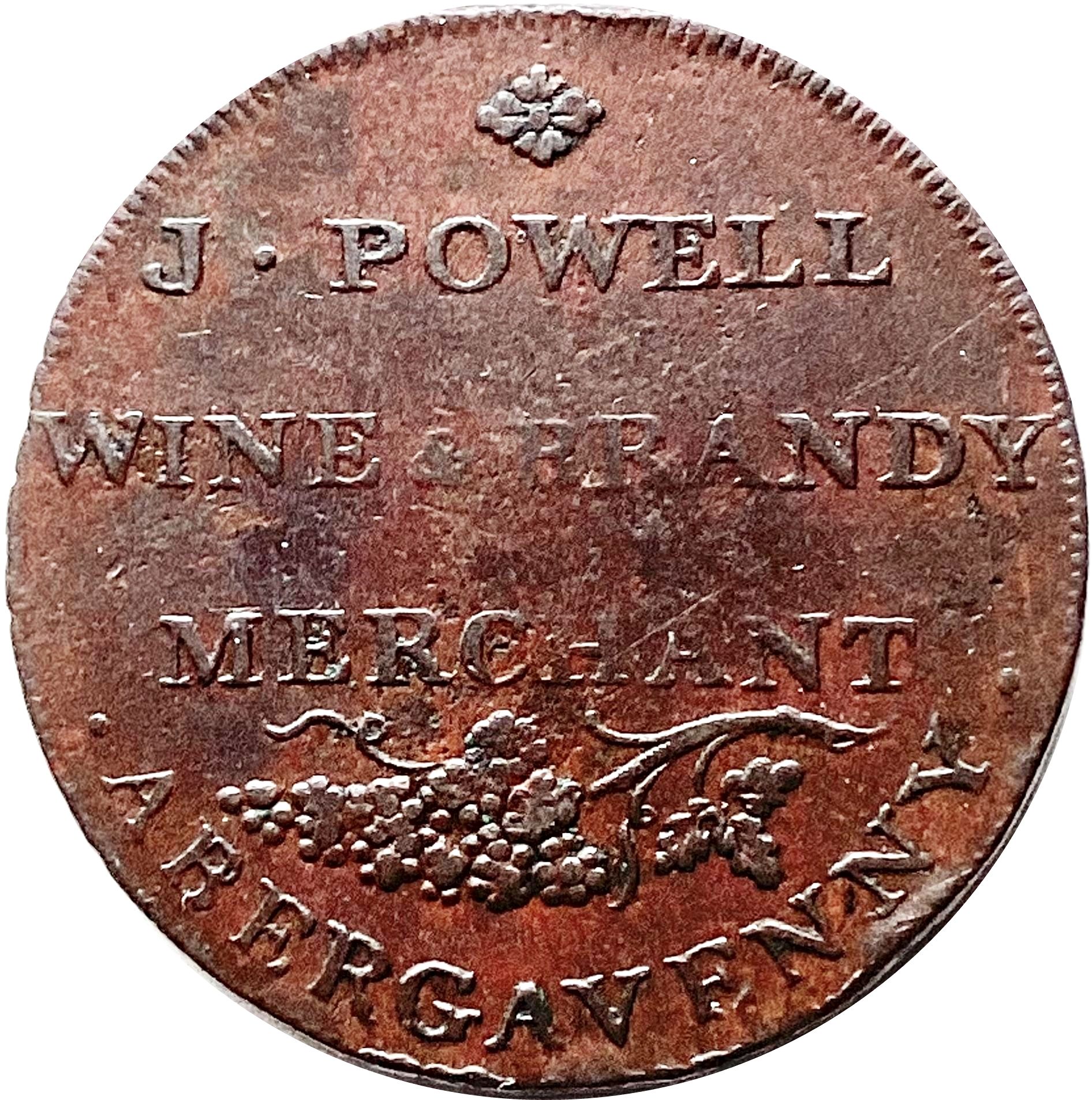 ½ Penny Monmouthshire - Abergavenny / J. Powell reverse