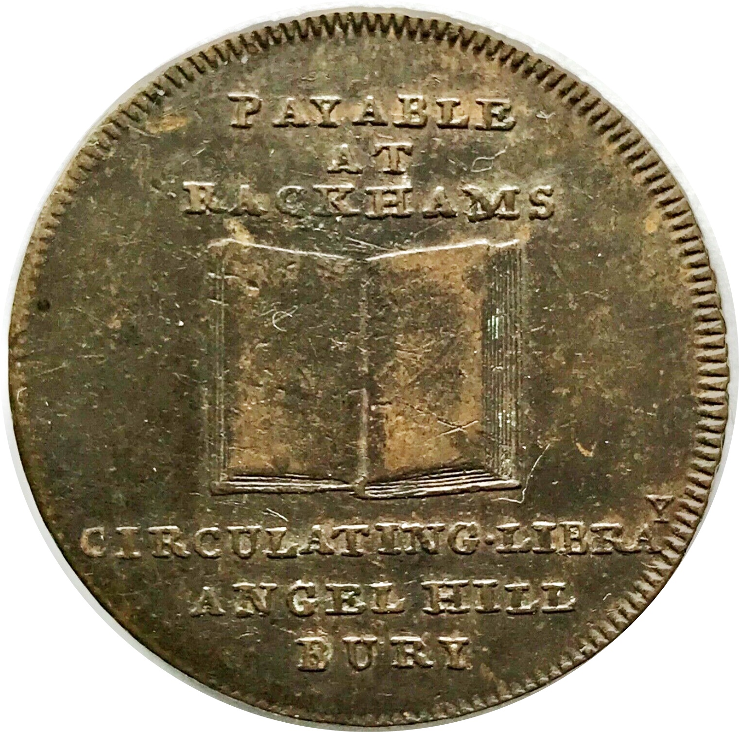 ½ Penny Suffolk - Bury / Rackham's reverse