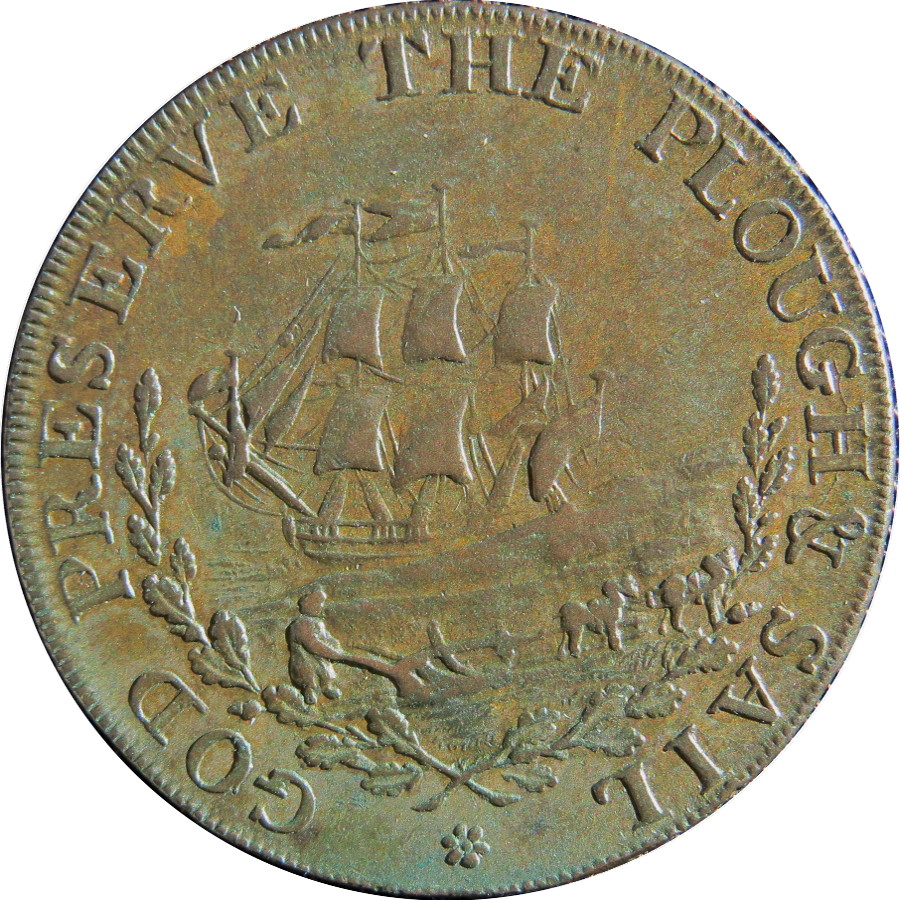 ½ Penny Suffolk - Ipswich / Plough reverse