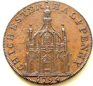 ½ Penny Sussex - Chichester / Elizabeth I reverse