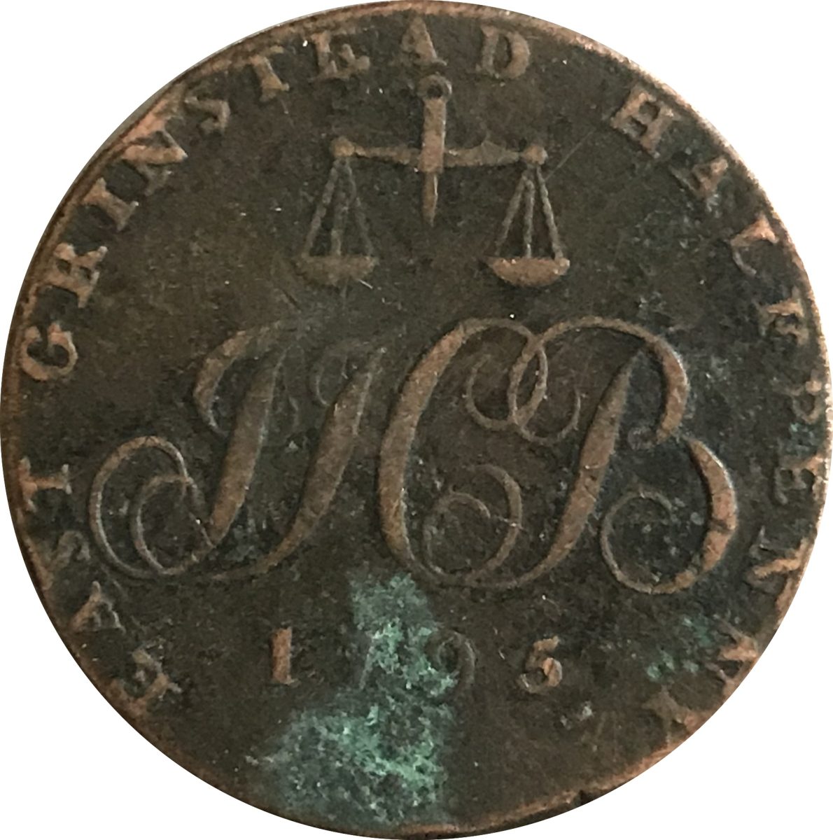 ½ Penny Sussex - East Grinstead / I. Boorman reverse