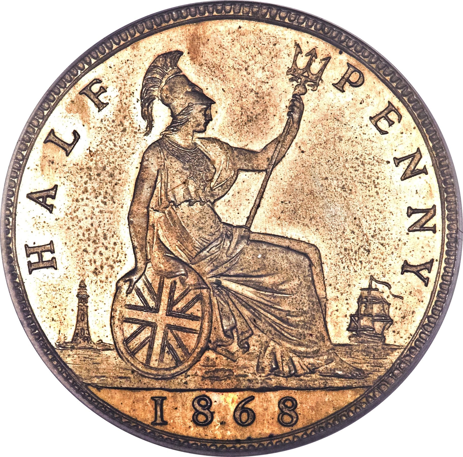 ½ Penny - Victoria 2nd portrait; 1st type reverse