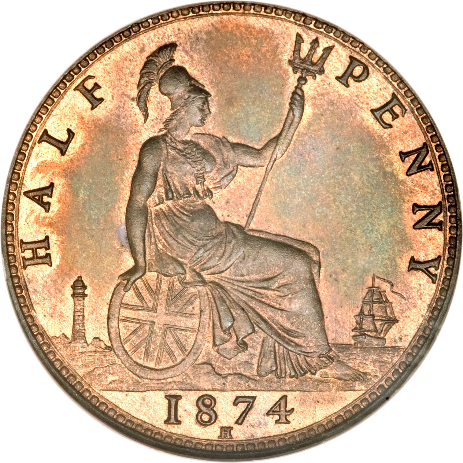½ Penny - Victoria 2nd portrait; 2nd type reverse