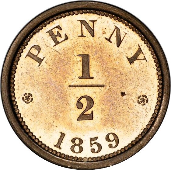 ½ Penny - Victoria Copper-nickel Pattern reverse