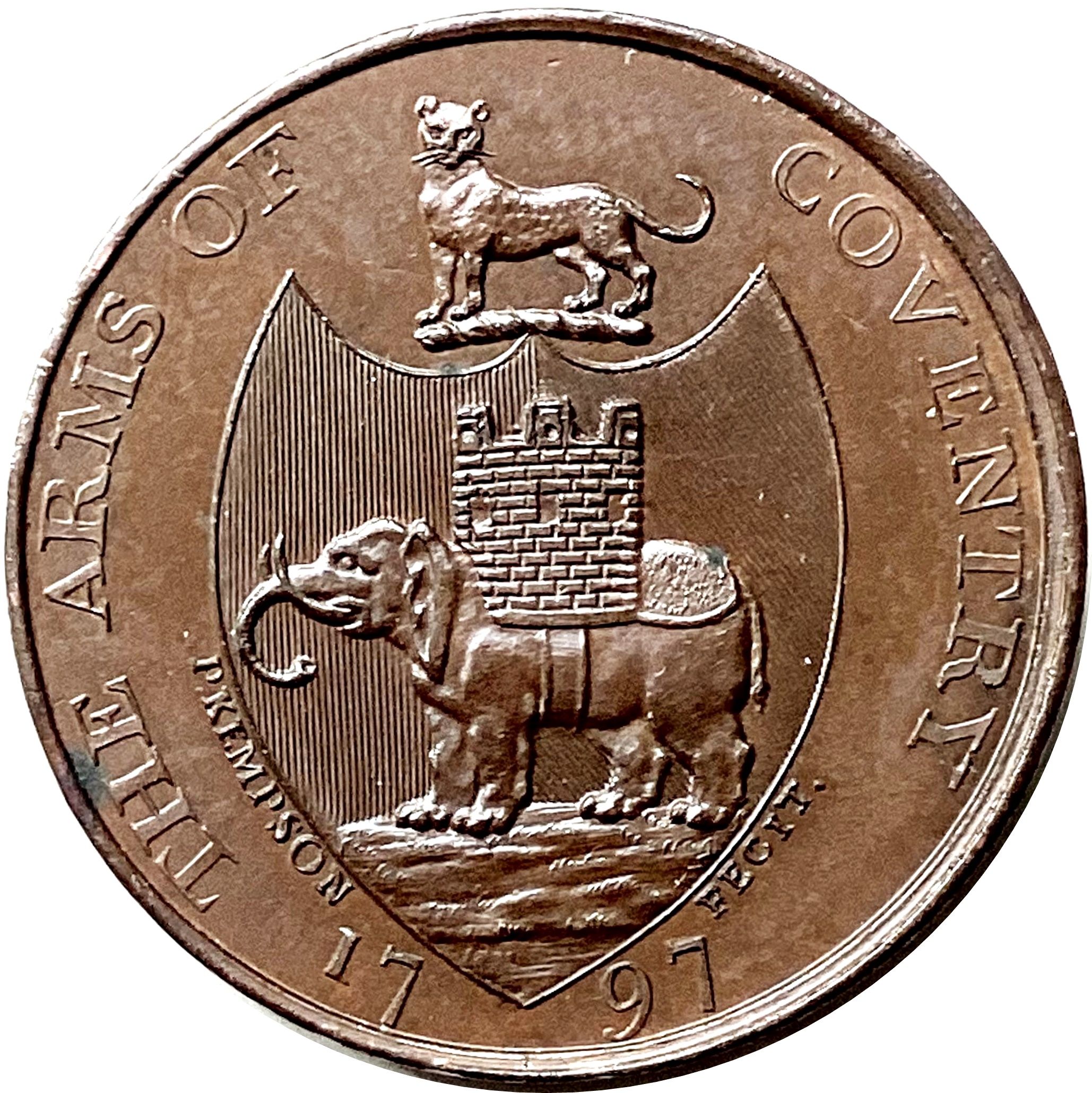 ½ Penny Warwickshire - Coventry / Kempson's reverse