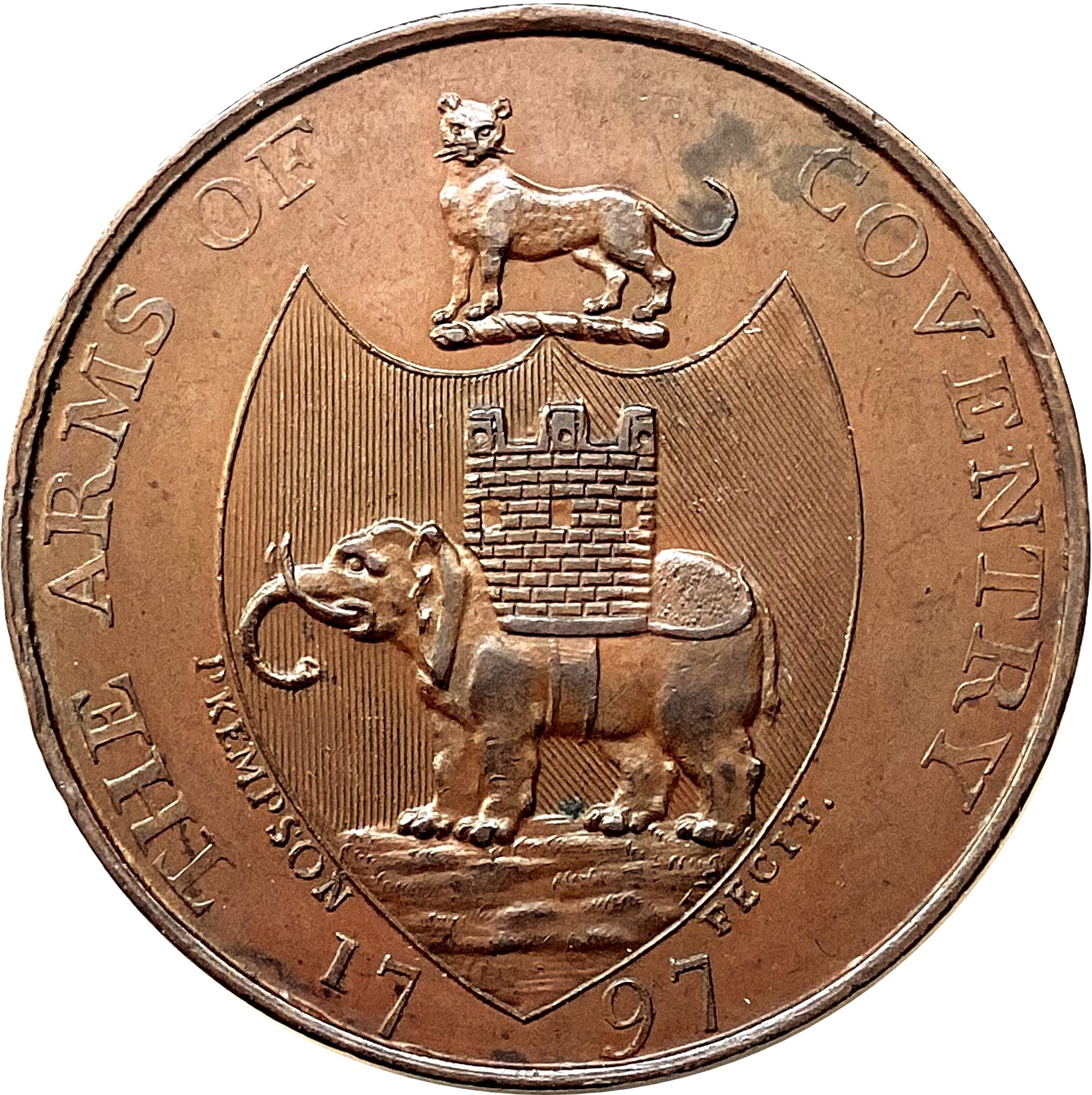 ½ Penny Warwickshire - Coventry / Kempson’s reverse