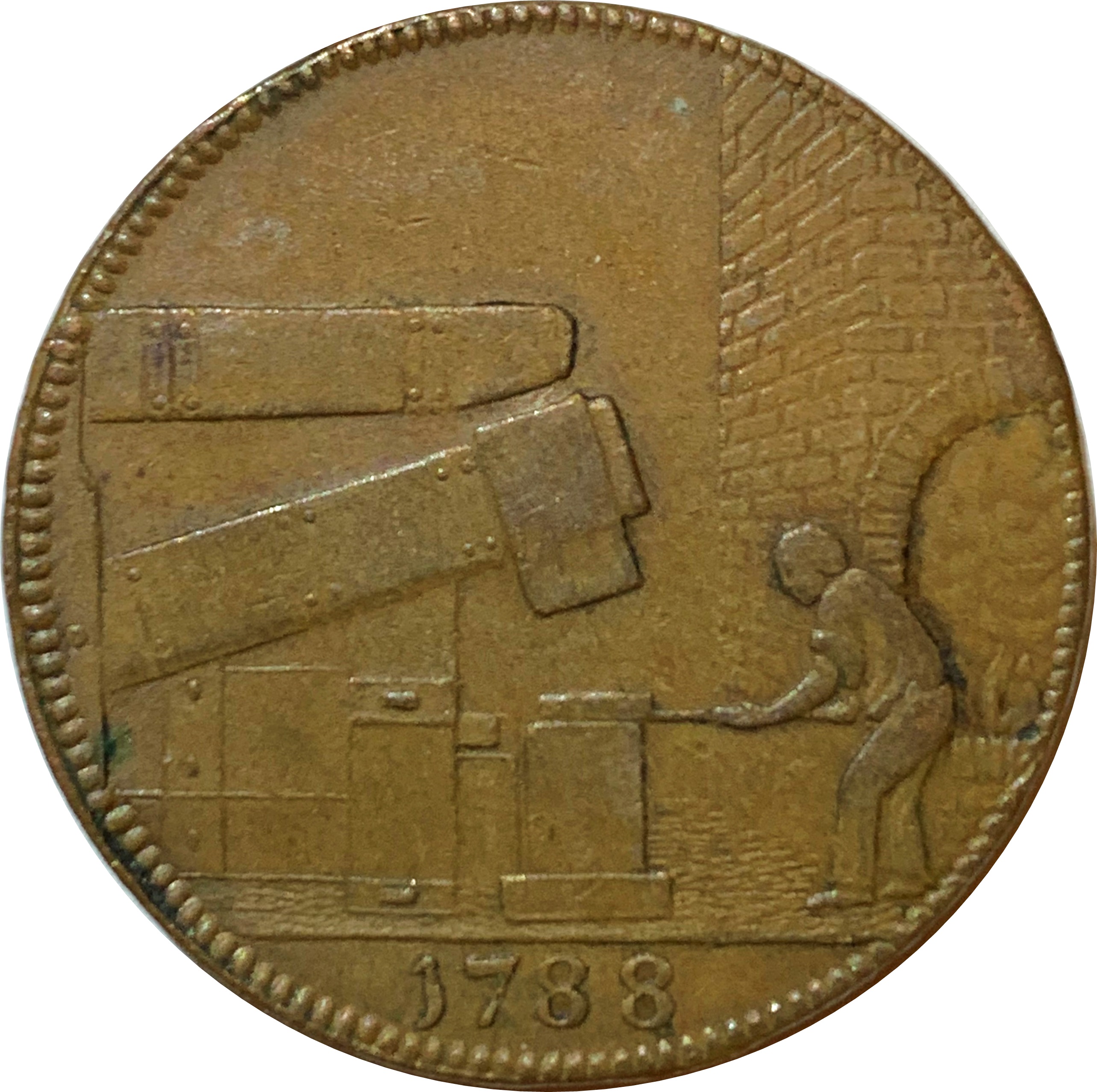 ½ Penny Warwickshire – Wilkinson / Forge reverse