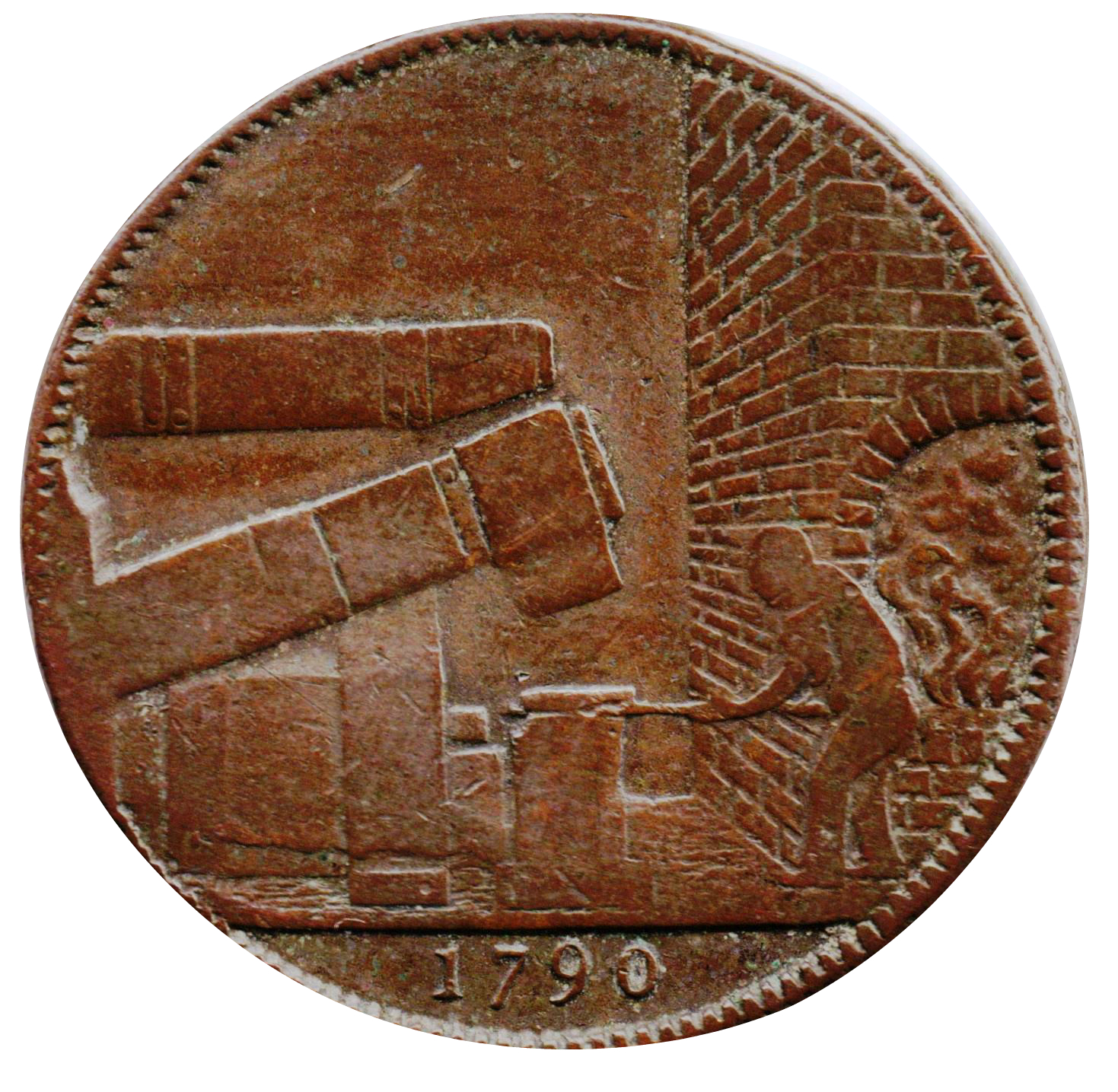 ½ Penny Warwickshire – Wilkinson / Forge reverse