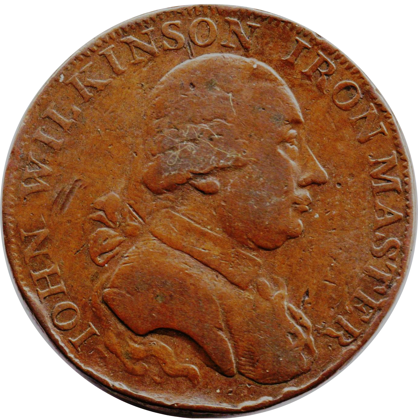 ½ Penny Warwickshire – Wilkinson / Forge obverse