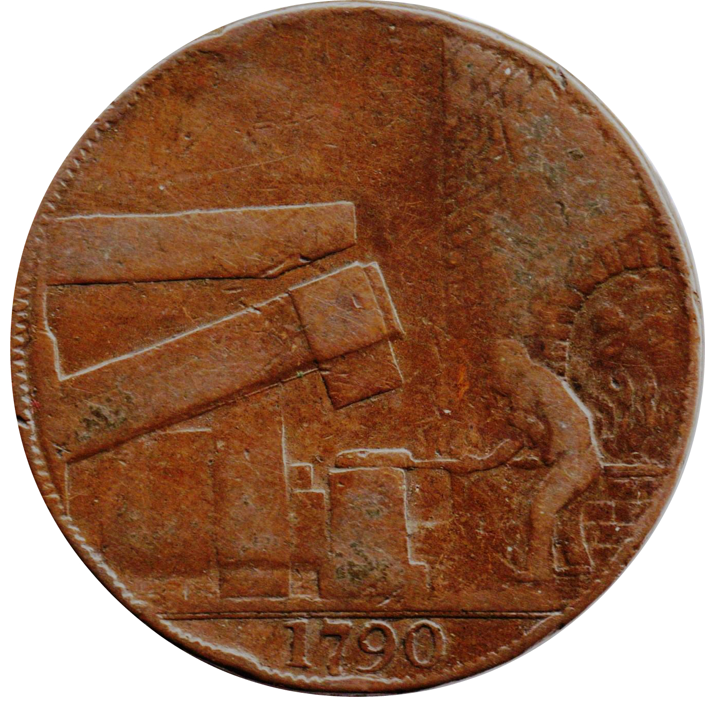 ½ Penny Warwickshire – Wilkinson / Forge reverse
