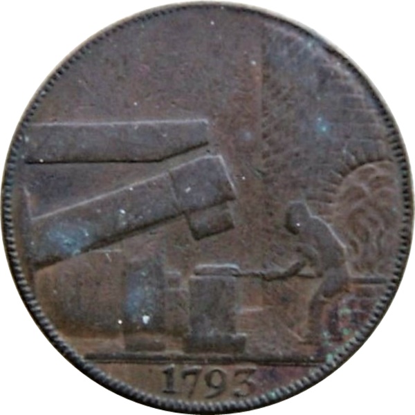 ½ Penny Warwickshire – Wilkinson / Forge reverse