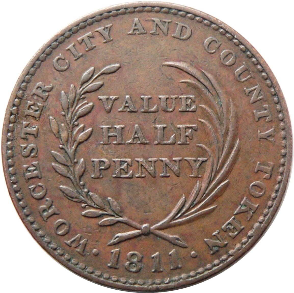 ½ Penny Worcestershire - Worcester / City and County reverse