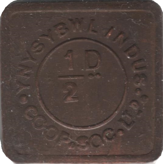 ½ Penny - Ynysybwl Indus. Co-Op. Soc. Ltd. Ynysybwl, Mid Glamorgan, Wales obverse