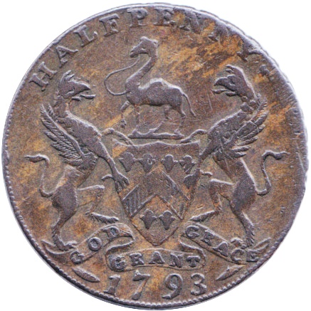 ½ Penny Yorkshire - Huddersfield / East India House reverse