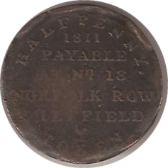 ½ Penny Yorkshire - Sheffield / Horatio Nelson reverse