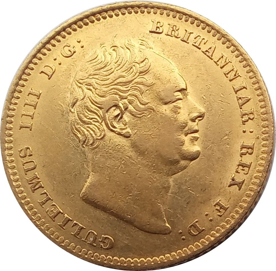 ½ Sovereign - William IV large type obverse